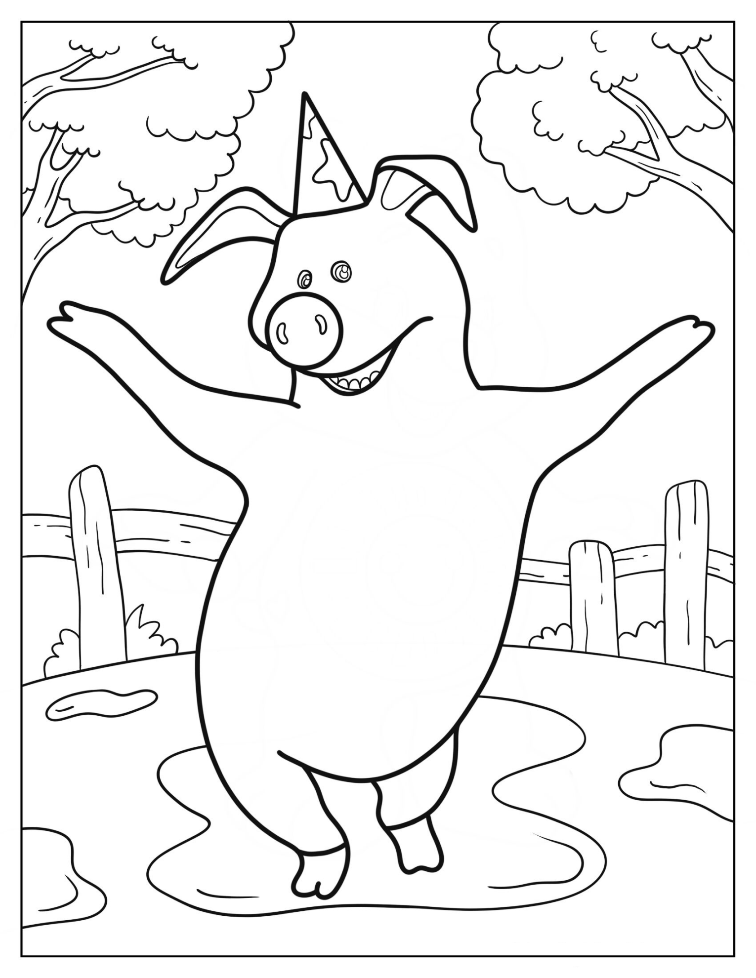 Rosie Wearing Party Hat Coloring Sheet