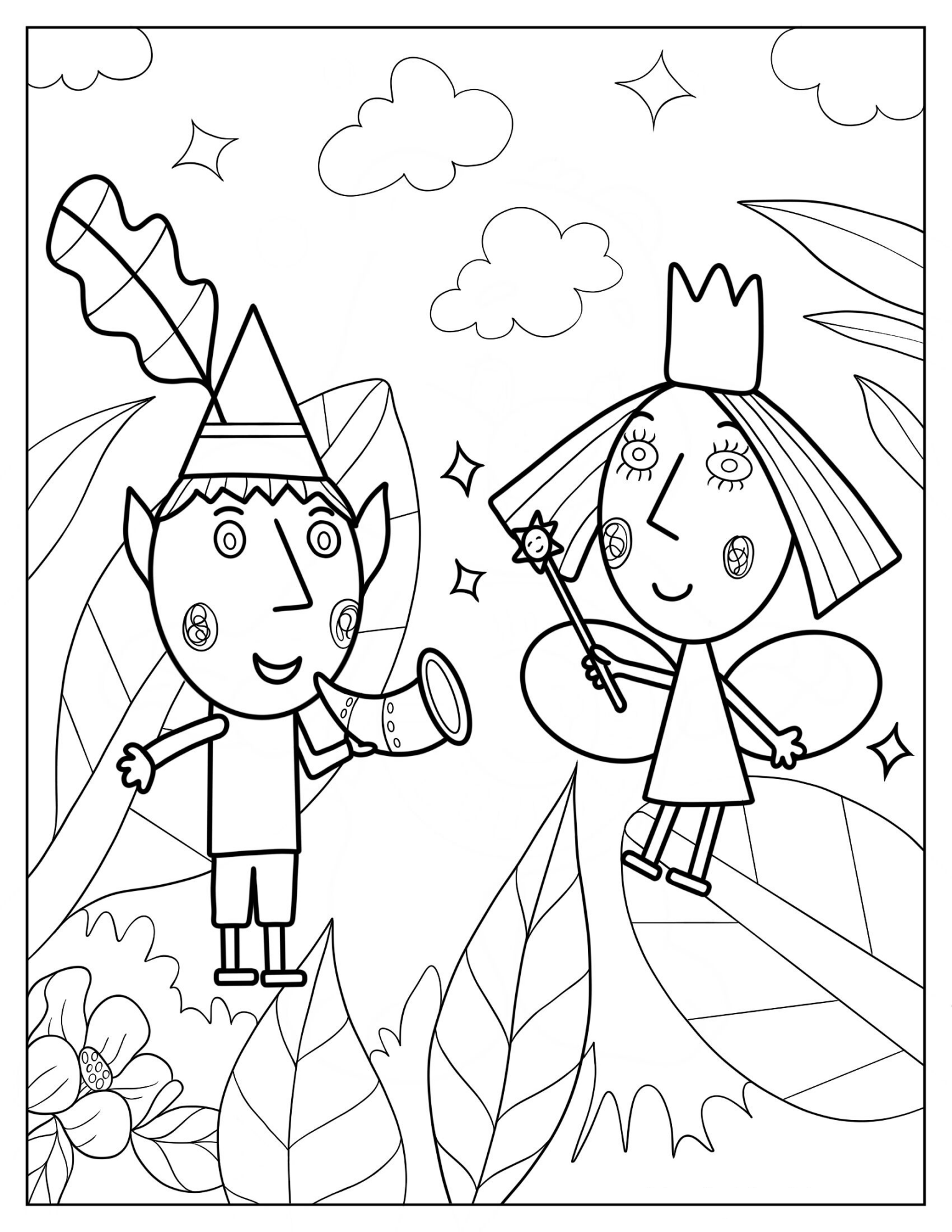 Ben And Holly Flying With Wand And Blowing Horn