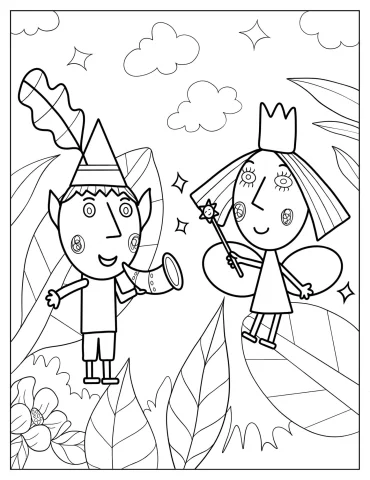 Ben And Holly Flying With Wand And Blowing Horn