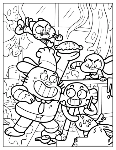 Richard, Gumball, Darwin, And Anais Watterson Fighting Over Pie
