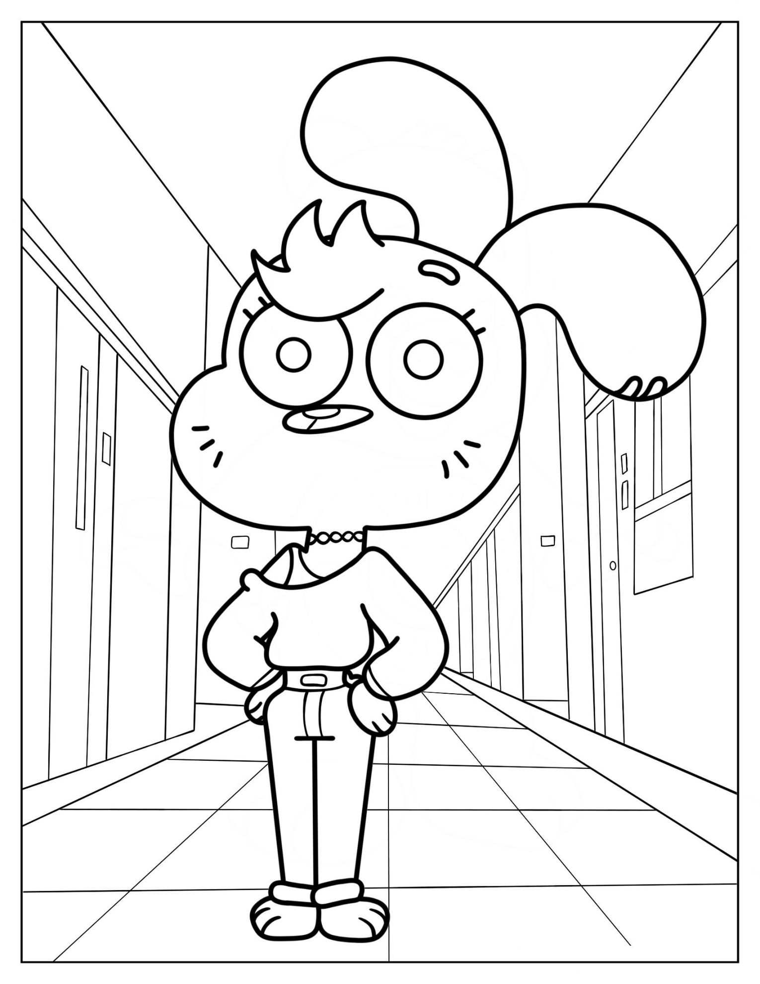 Simple Peggy Watterson In School Corridor Coloring Page