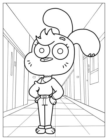 Simple Peggy Watterson In School Corridor Coloring Page