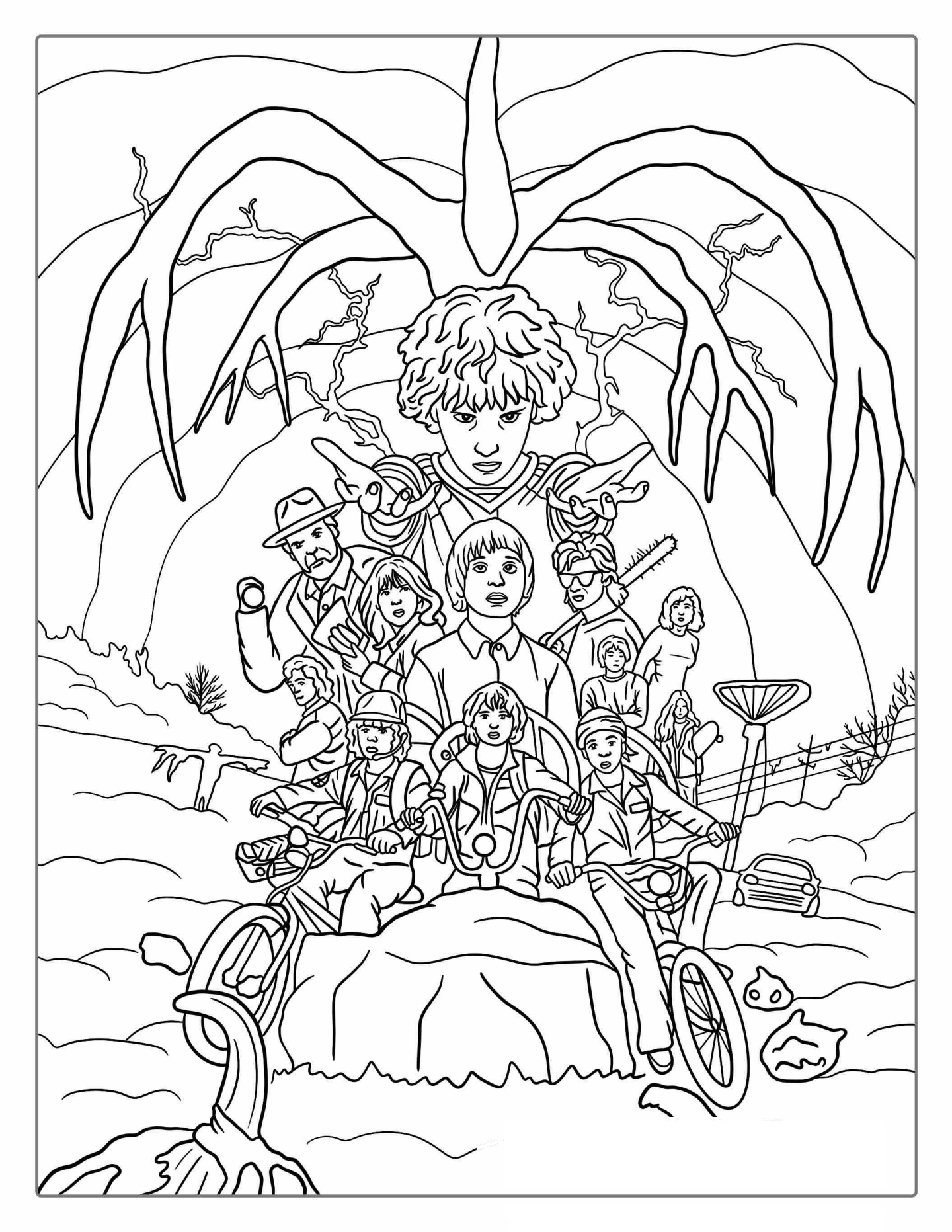 Detailed Stranger Things Coloring Sheet For Adults