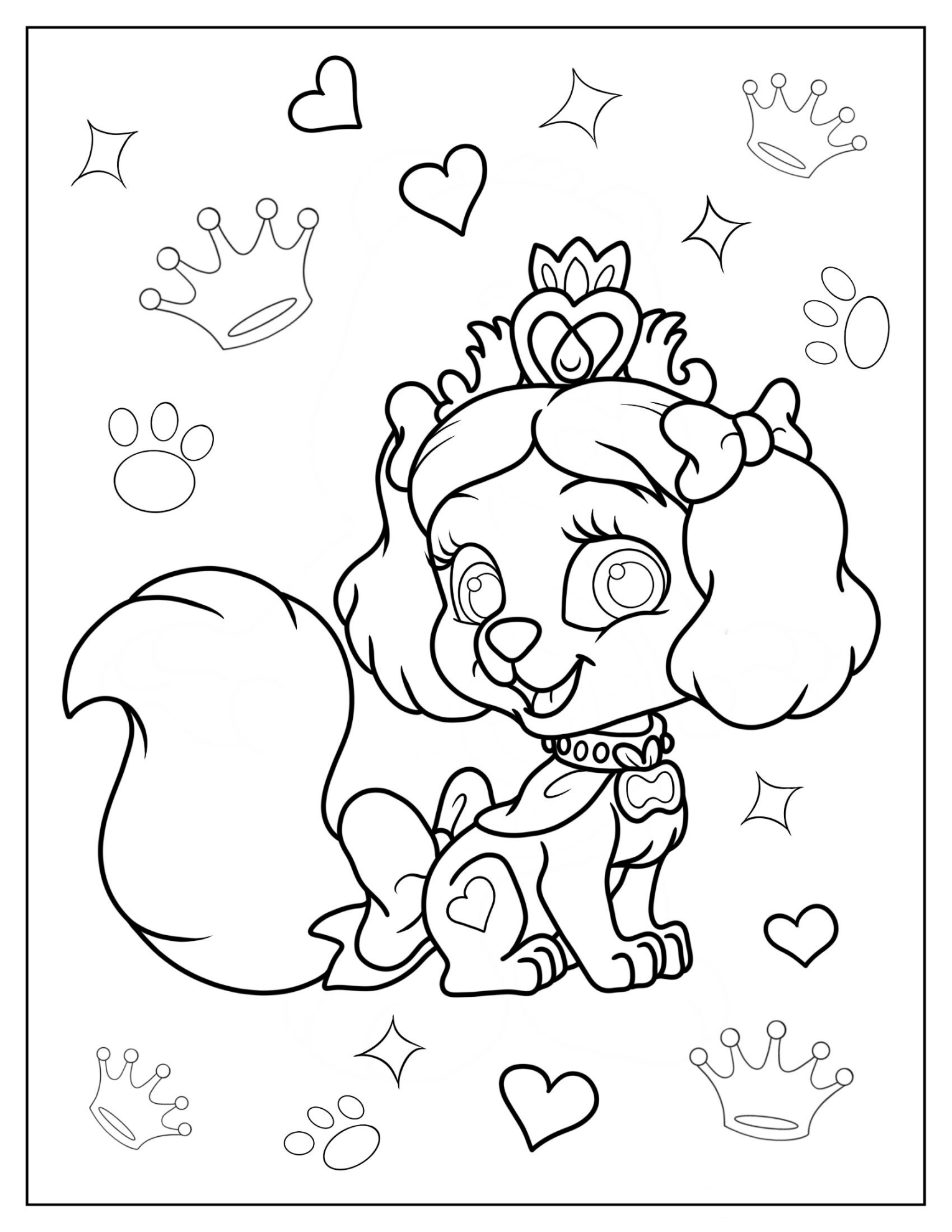 Muffin With Collar And Crown Coloring Page For Preschoolers