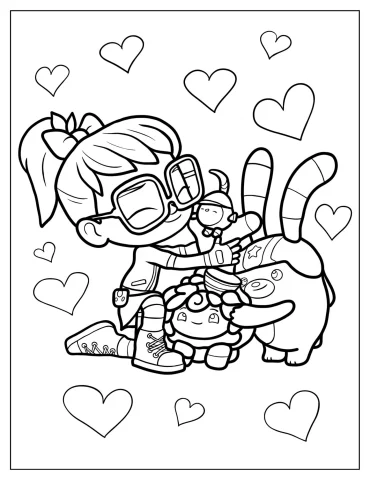 Abby Hatcher Hugging Bozzly, Teeny Terry, And Otis Coloring Sheet For Kids