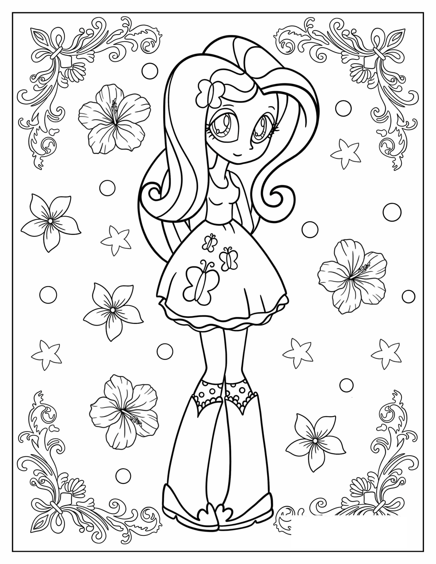Fluttershy From Equestria Girls Coloring Sheet
