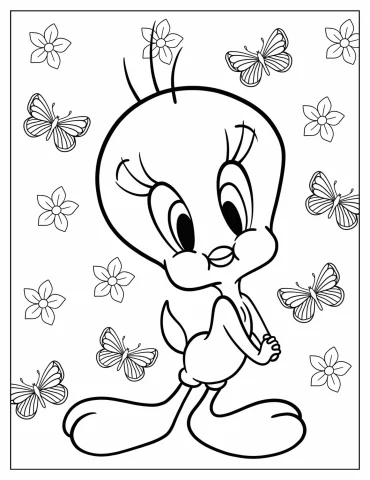 Kawaii Tweety Bird Coloring Page For Kids