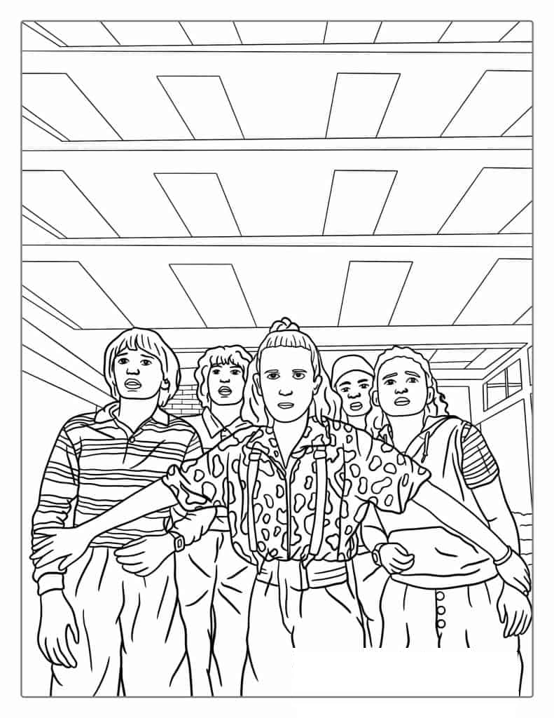 Eleven Protecting Her Friends Coloring Page
