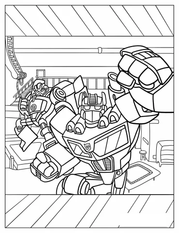 Optimus Prime And Bumblebee Rescue Bots Coloring Page