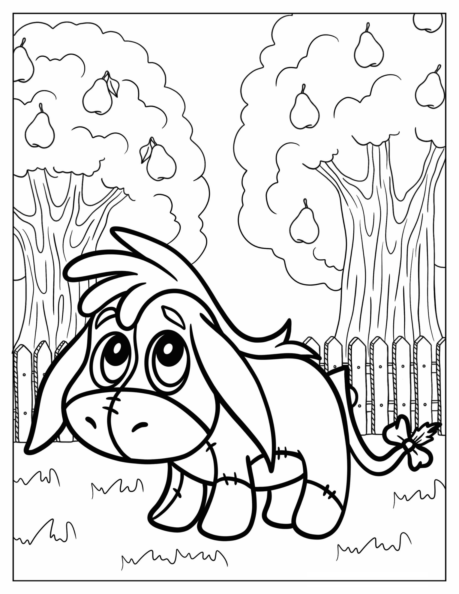 Kawaii Eeyore Coloring Sheet For Preschoolers