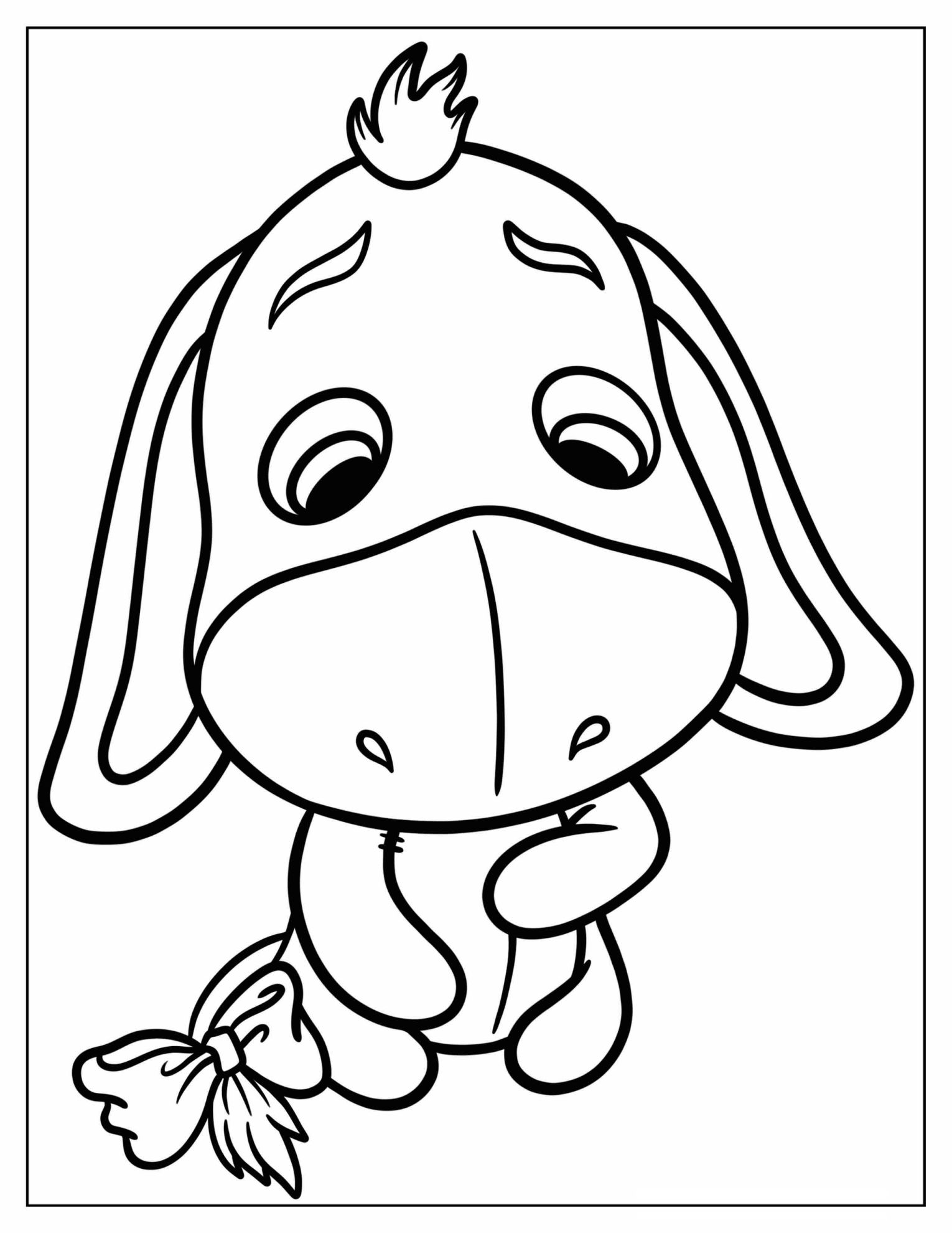 Chibi Eeyore Outline Coloring Sheet For Preschoolers