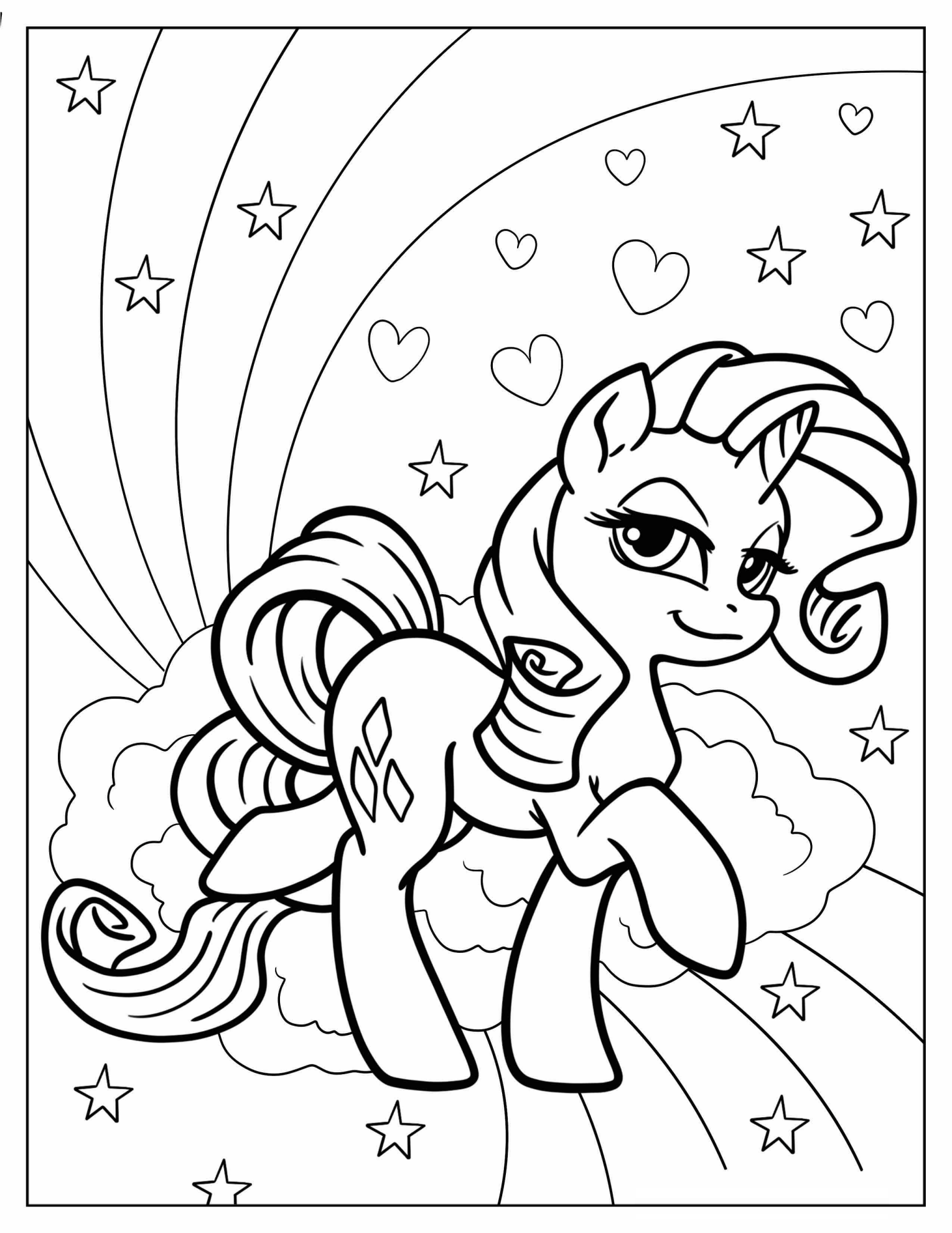Cool Rarity With Rainbow Background Coloring Page