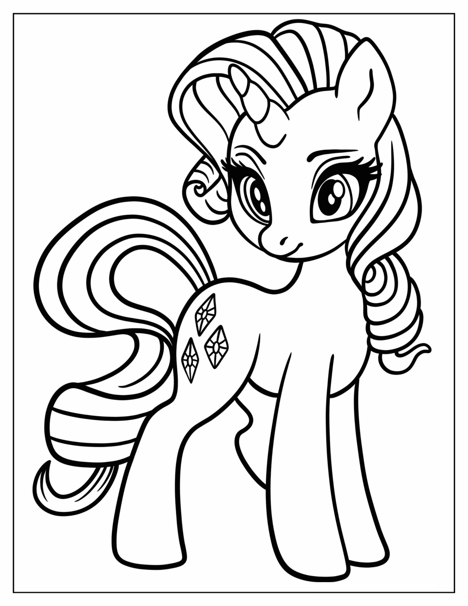 Easy Rarity Coloring Page For Preschoolers