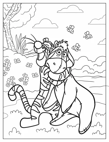 Tigger Hugging Eeyore Coloring Page For Kids