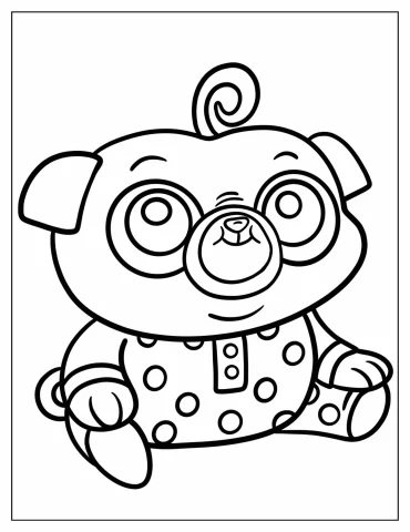 Kawaii Baby Chip In Polka Dot Pajama Coloring Sheet For Preschoolers