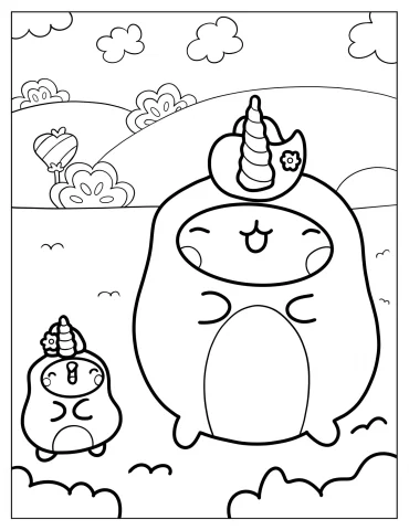 Unicorn Molang And Piu Piu Coloring Sheet For Kids