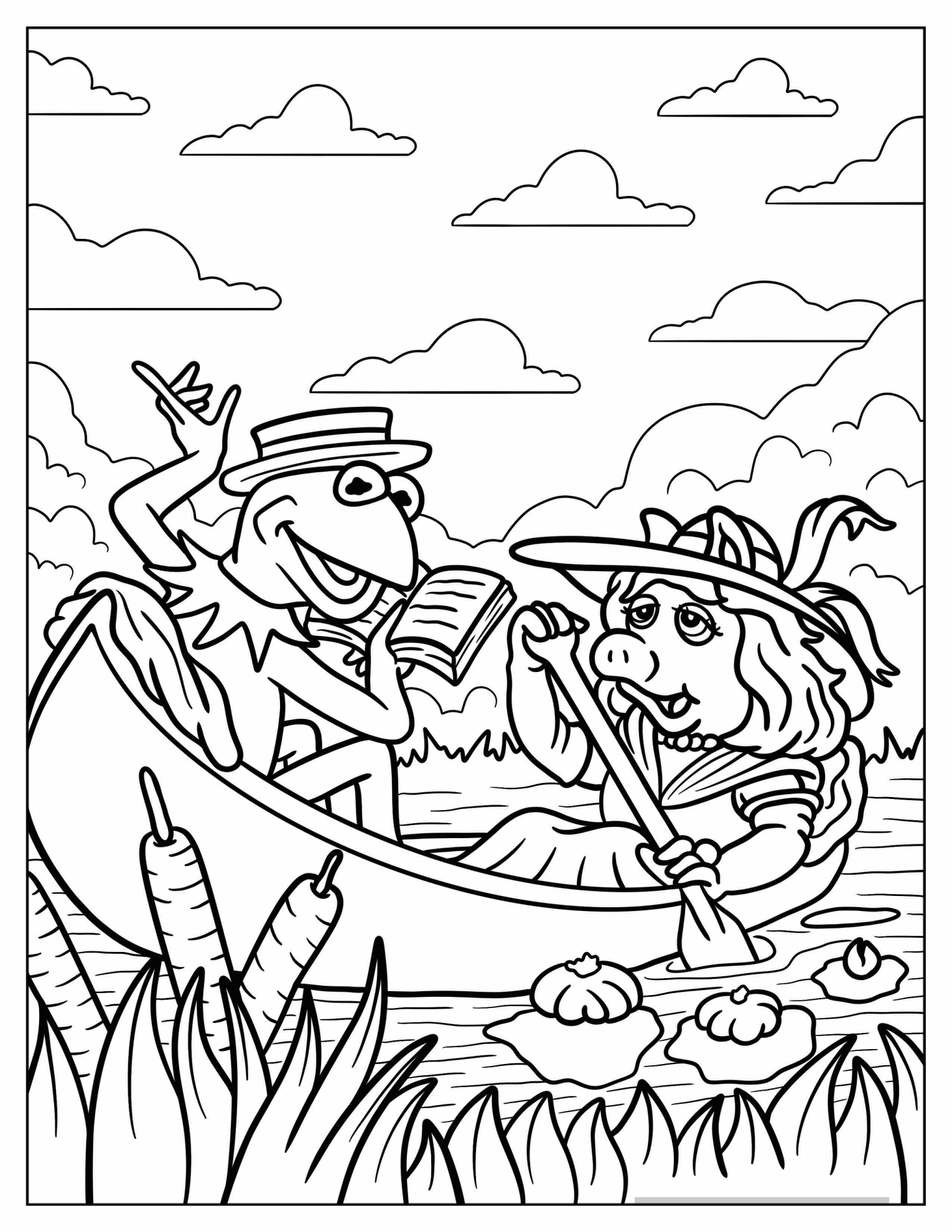 Kermit Reading A Book To Miss Piggy On A Boat