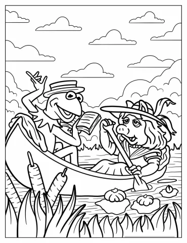 Kermit Reading A Book To Miss Piggy On A Boat