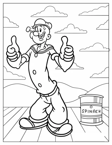 Simple Popeye Giving Two Thumbs Up Coloring Page For Kids