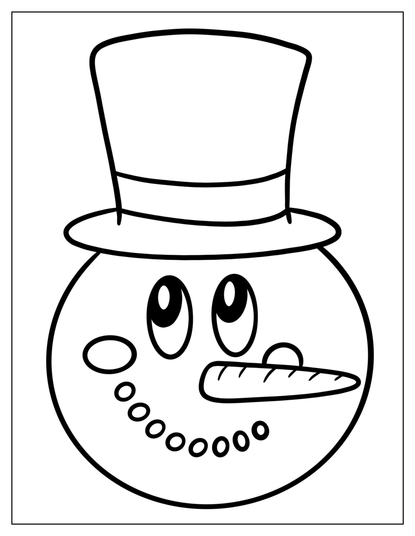 Easy Snowman Face To Color For Preschoolers