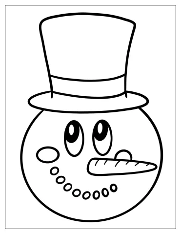 Easy Snowman Face To Color For Preschoolers
