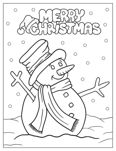 Merry Christmas Snowman Coloring Sheet For Kids