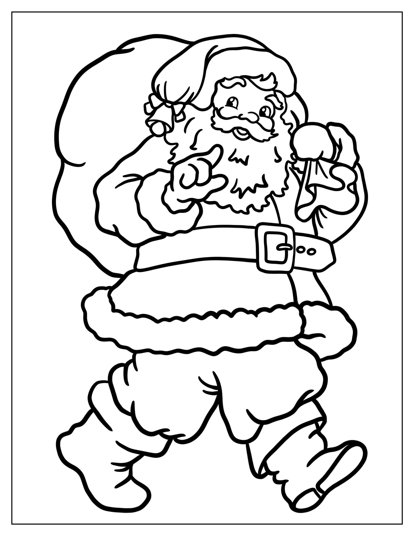 Coloring Page Of An Old Fashioned Santa