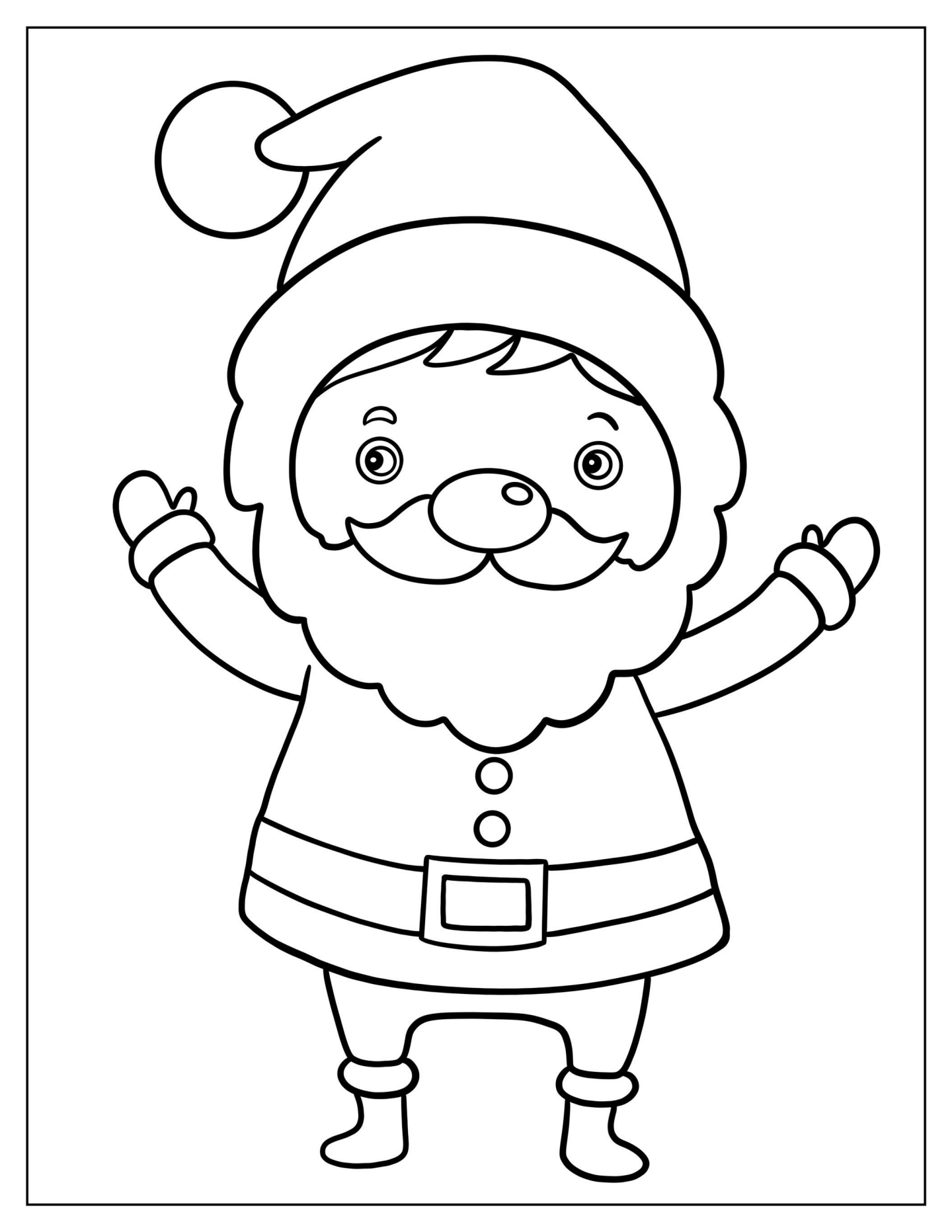 Easy Santa To Color For Preschoolers