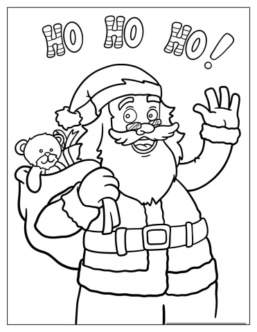 Ho Ho Ho Santa Coloring Page For Kids