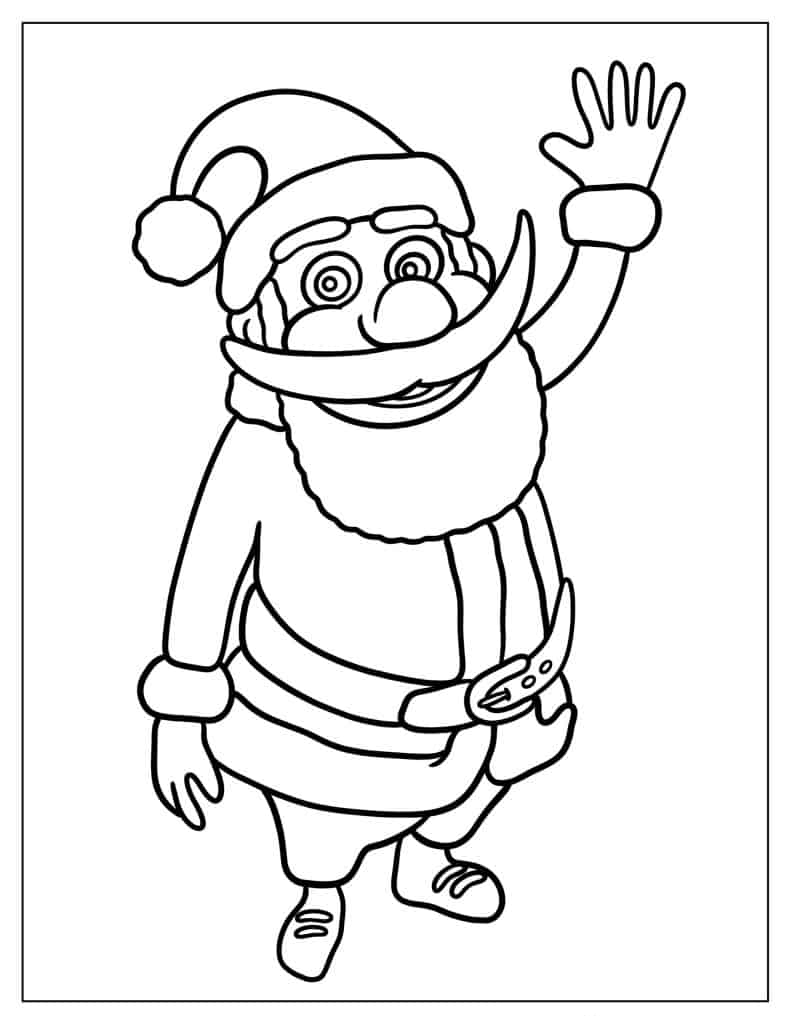 Father Christmas With Big White Beard To Color