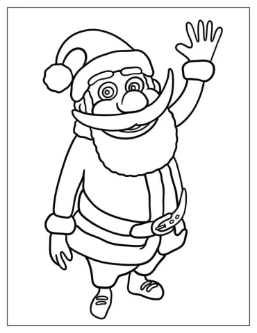 Father Christmas With Big White Beard To Color