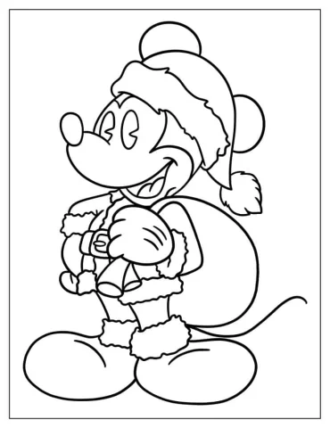 Mickey Mouse Santa Coloring Page