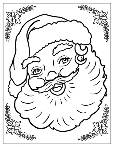 Vintage Themed Santa Face Coloring Sheet
