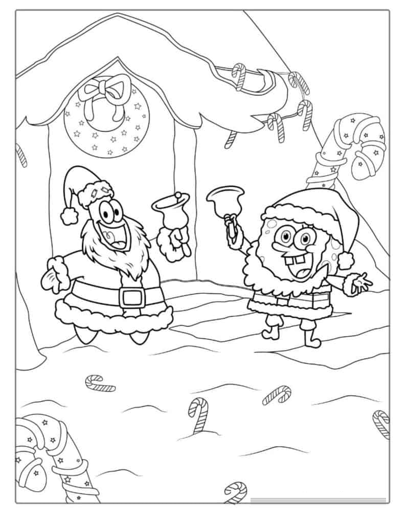 SpongeBob And Patrik Dressed Up As Santa For Christmas