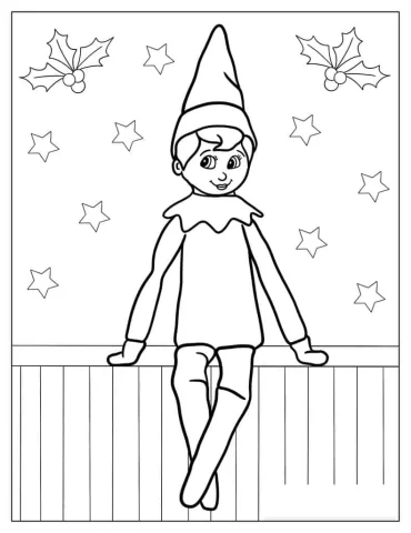 Coloring Page Of An Elf On The Shelf With Mistletoes