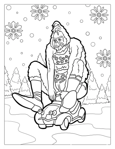 The Grinch Riding On Small Car In Whoville
