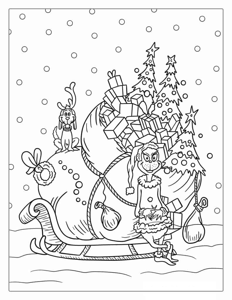 Dr Seuss Sneaky Grinch With Max Coloring Page