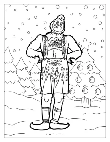 Detailed Grinch Coloring Page For Adults