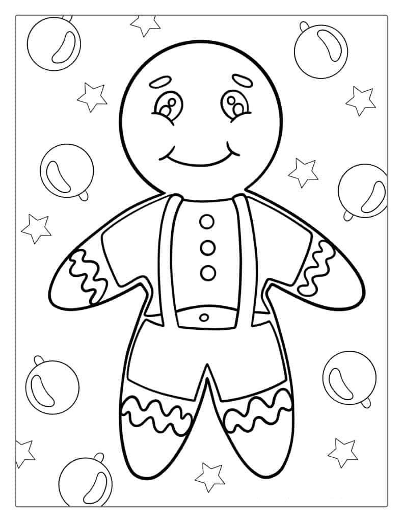 Smiling Gingerbread Man Coloring Picture
