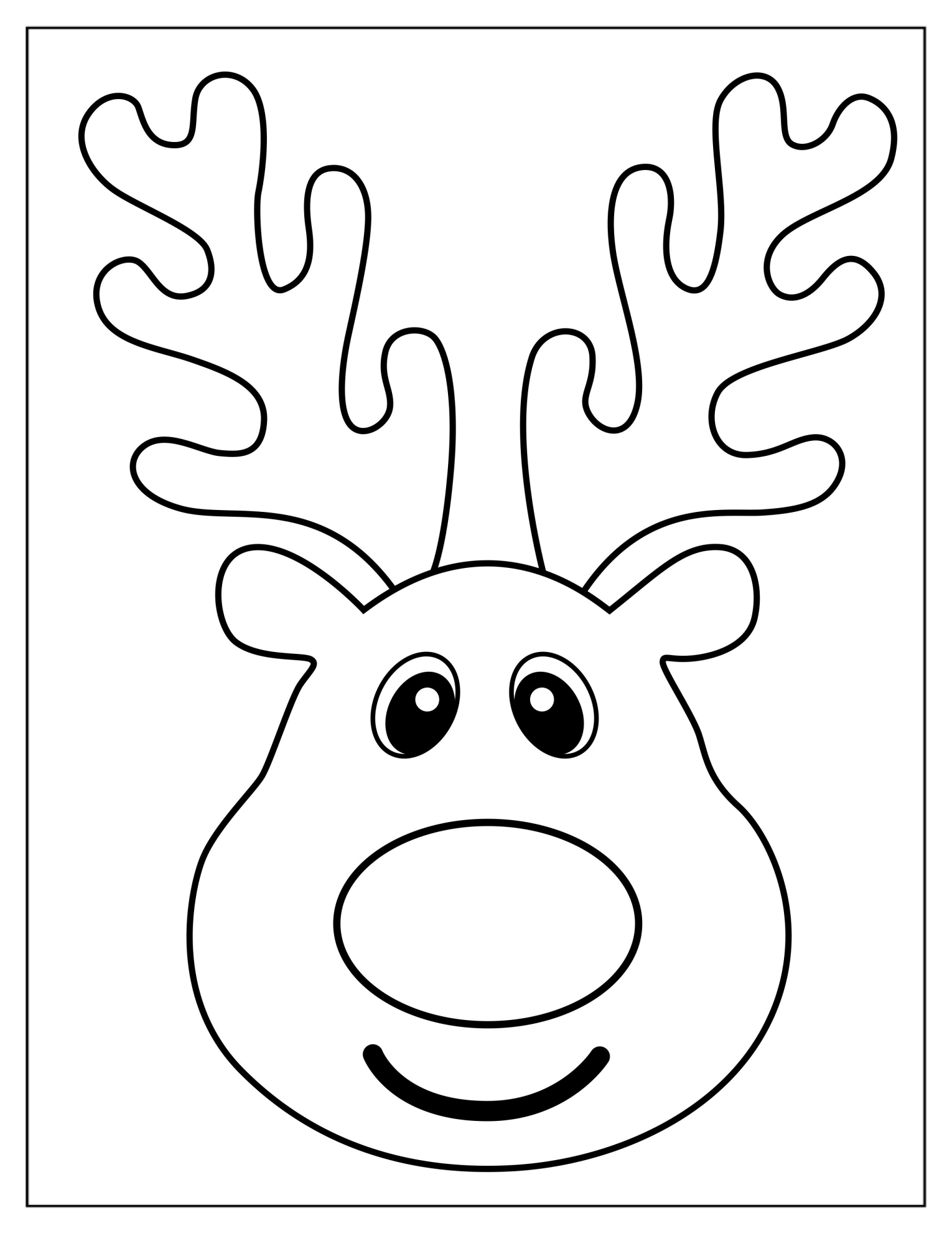 Simple Rudolph Face Template And Coloring Page