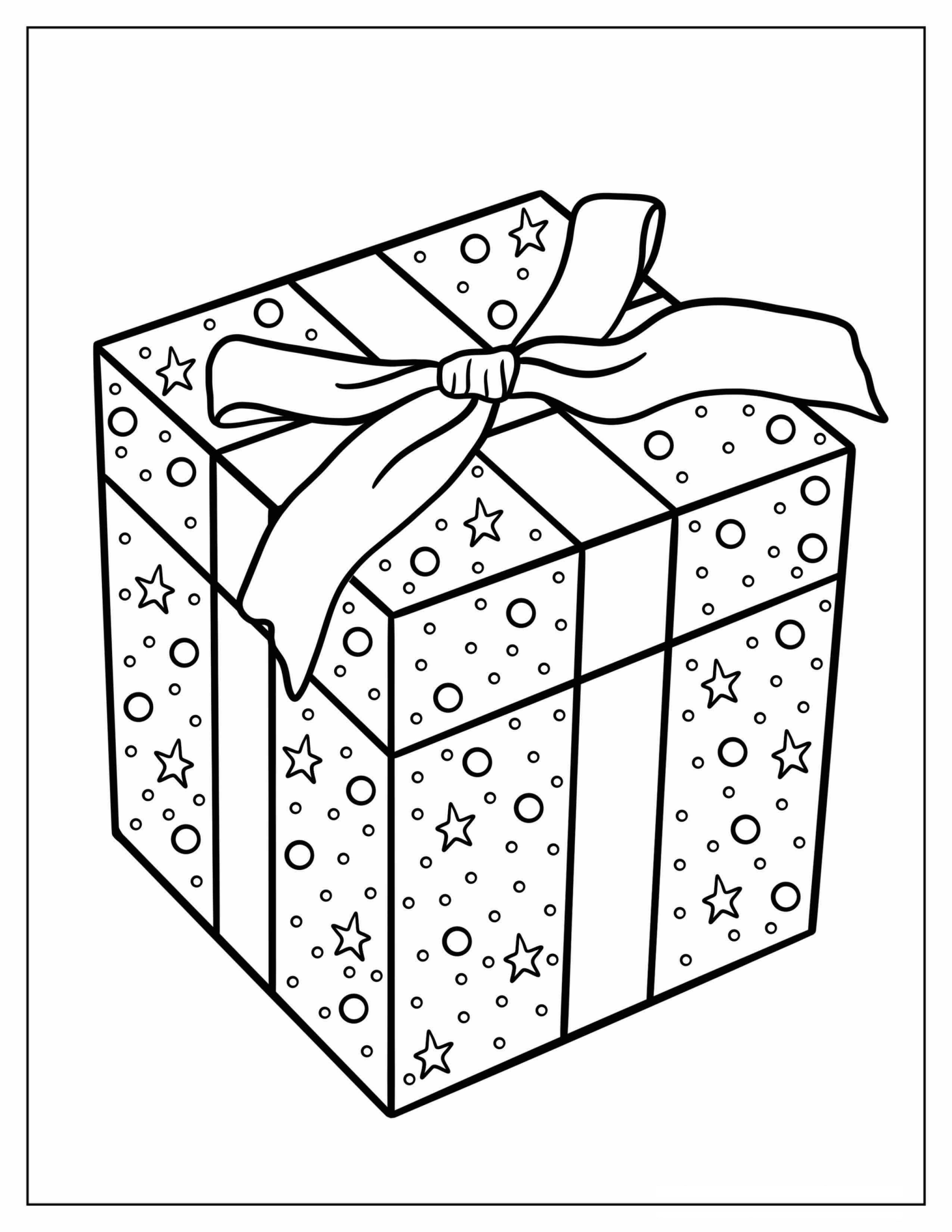 Simple Present Coloring Page For Kids