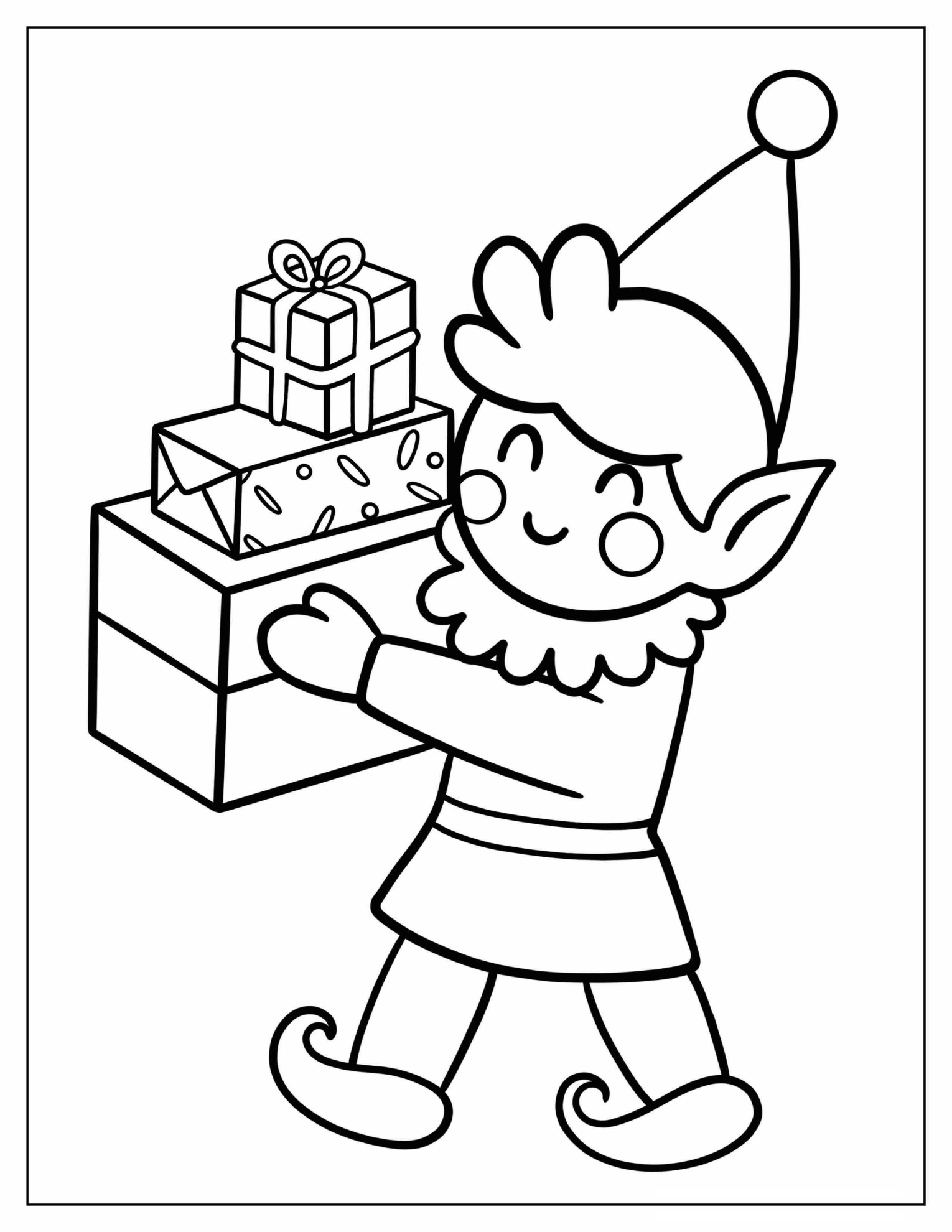 Adorable Elf Carrying Christmas Presents
