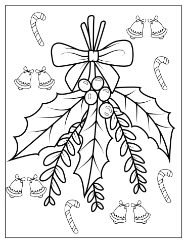 Christmas Themed Mistletoe To Color