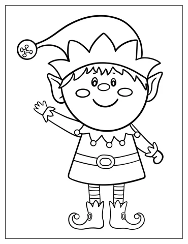 Easy To Color Elf For Toddlers
