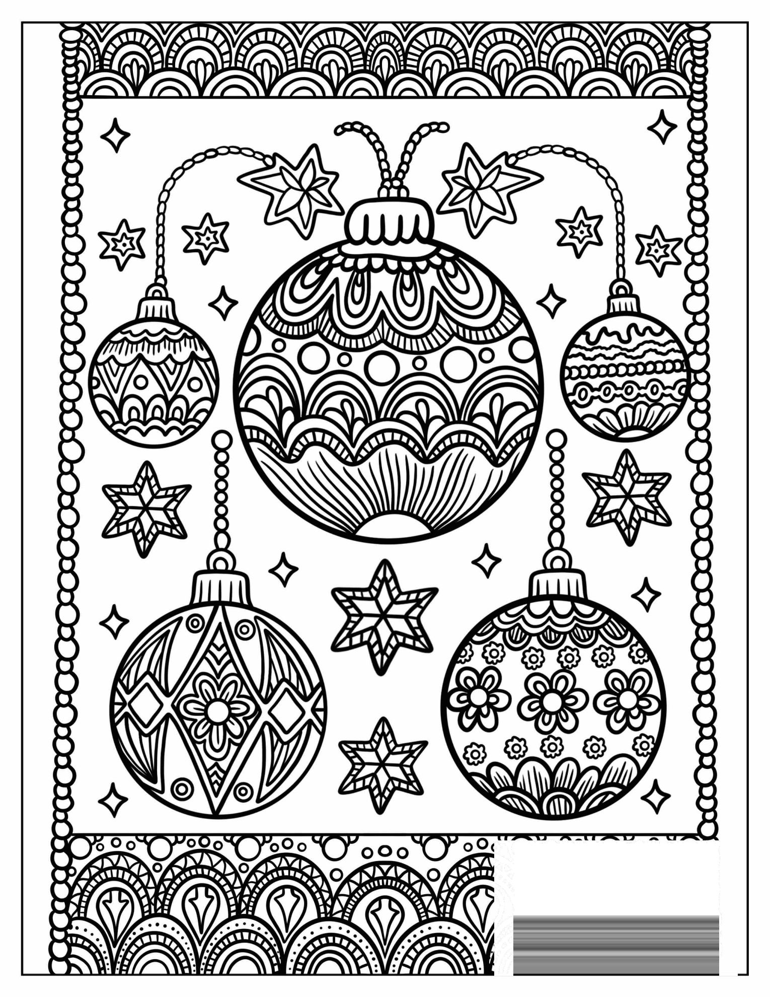 Christmas Mandala Baubles Coloring Sheet