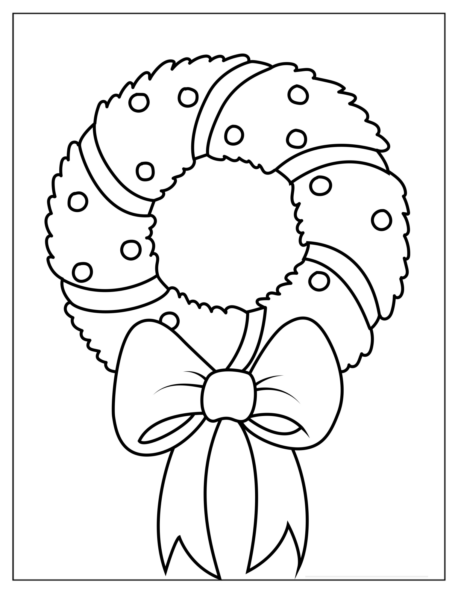 Easy Christmas Wreath To Color In For Toddlers