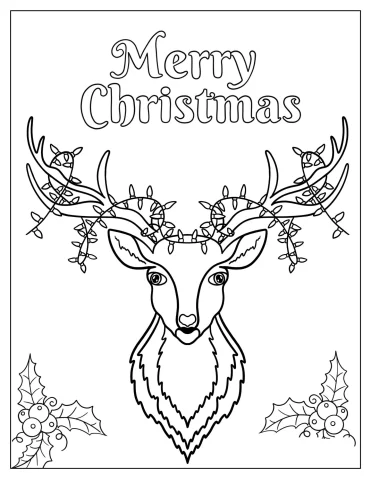 Aesthetic Reindeer Coloring Page For Adults