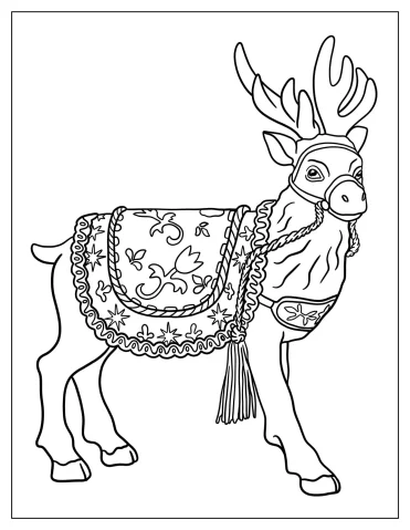 Realistic Looking Reindeer Wearing a Christmas Saddle