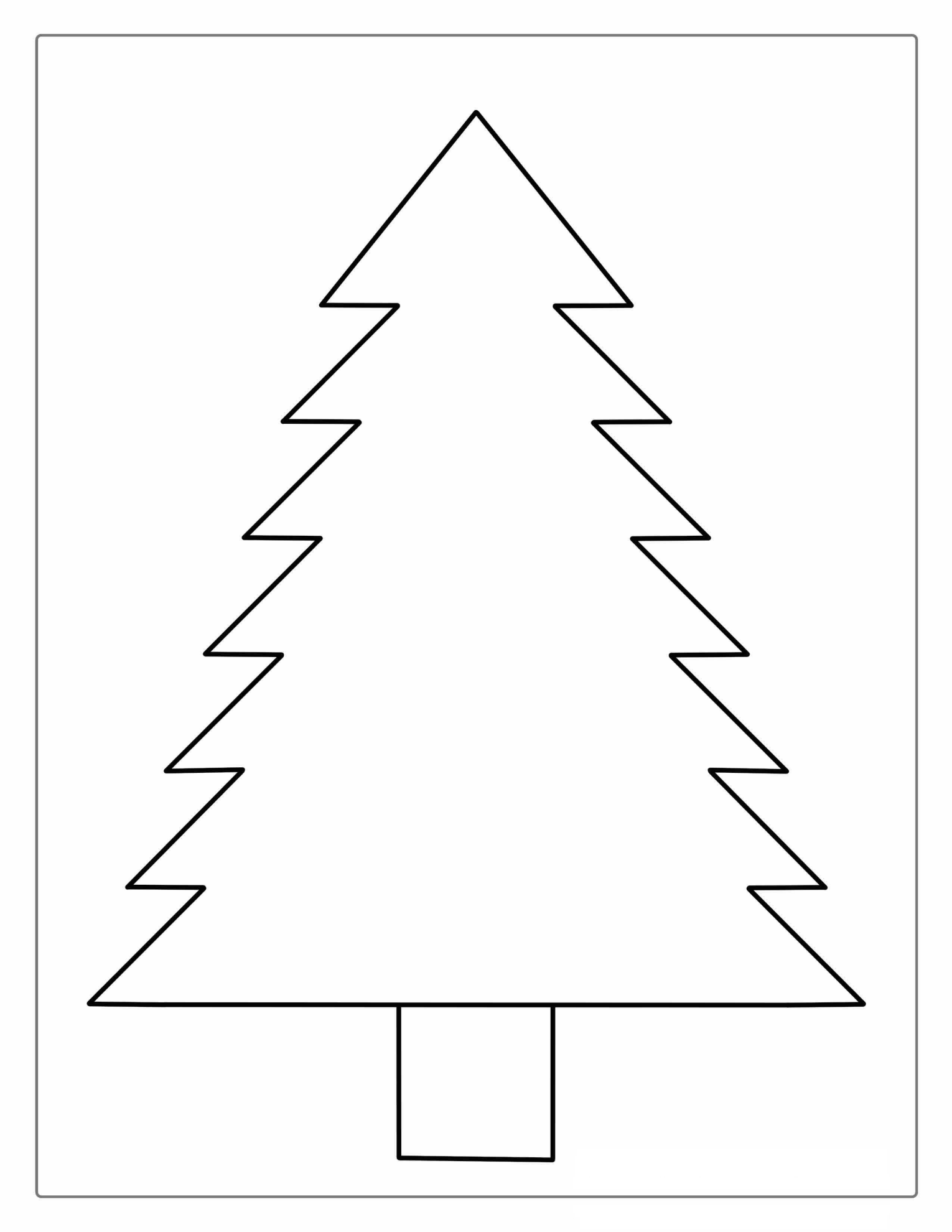 Simple Outline Of Christmas Tree Template To Color For Toddlers