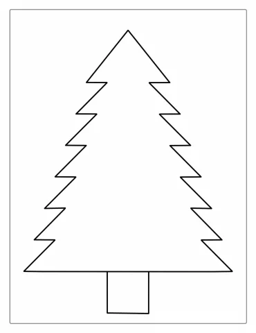 Simple Outline Of Christmas Tree Template To Color For Toddlers